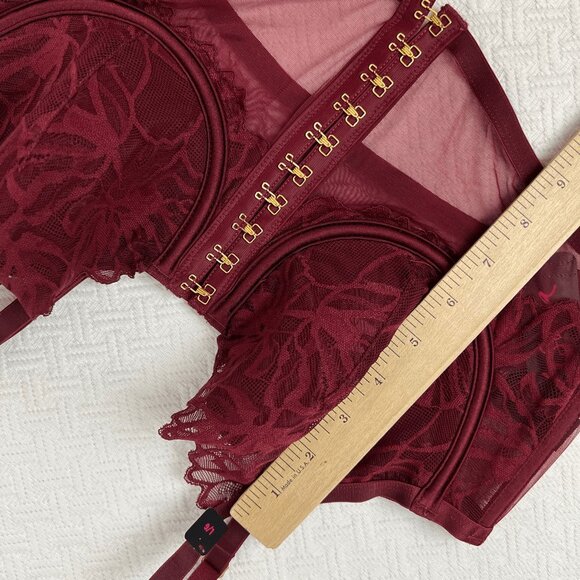 Brand New La Senza Women's Large Burgendy Merlot Purple Laced Corset Top Bra - Picture 16 of 16